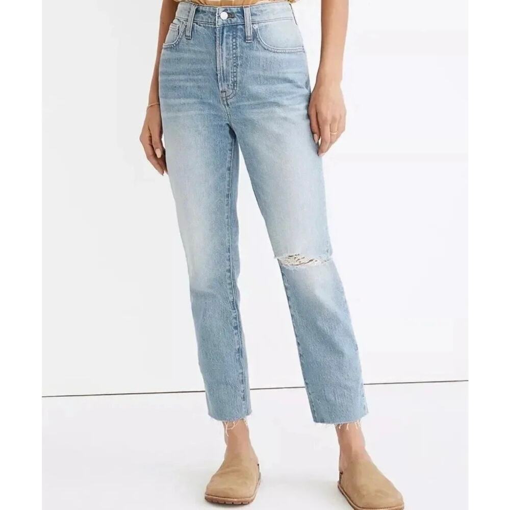 Madewell Curvy Perfect Vintage High Rise Distressed Jeans Coney Wash Blue Siz 23